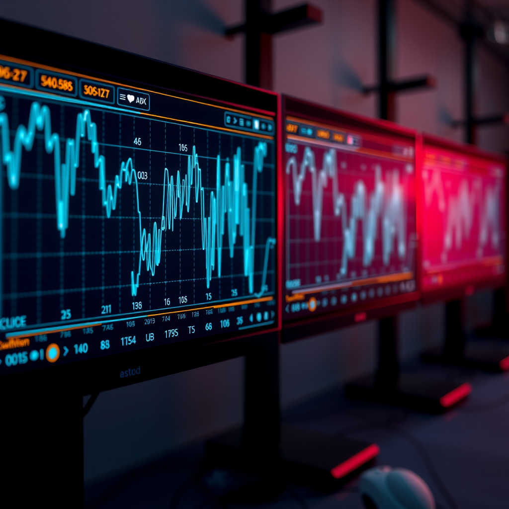 Визуализация технологии клонирования голоса: волновые формы звука, AI-алгоритмы обработки, экраны с аудио-анализом, неоновые синие и teal линии показывают процесс синтеза голоса